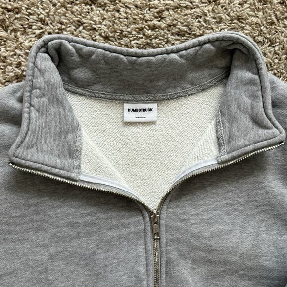 Dumbstruck DBSR Grey Quarter Zip Pullover Sweatshirt Boxy Fit Men’s Size Medium - Picture 5 of 8